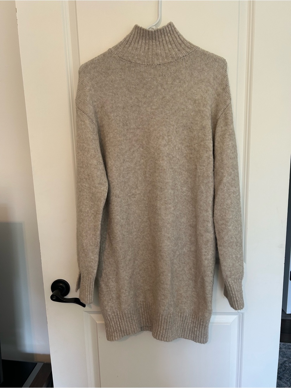 Cozy High-Neck Longline Sweater - Oatmeal